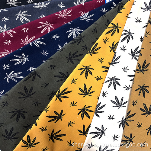 Elegant Gray Maple Leaf Bengaline Print Rayon Fabric